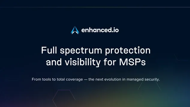enhanced.io pitch deck cover slide by spectup: full spectrum cybersecurity protection for managed service providers